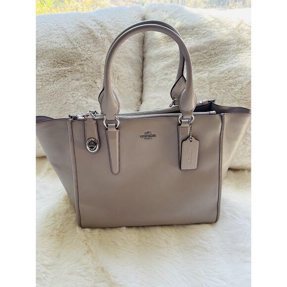 NWT Coach Crosby Carryall Smooth Leather Crossbody Bag 59183E Grey Birch Handbag